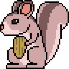 vector pixel art squirrel nut