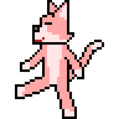 vector pixel art cat walk relax