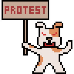 vector pixel art protest dog