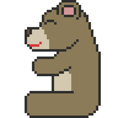 vector pixel art bear sit