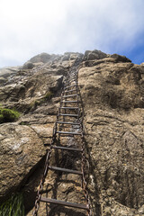 Dangerous chain ladders on the Sentinel Hike, Drakensberge, South Africa