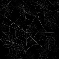 Obraz premium Spider Web Seamless Pattern on Black Background