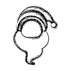 santa claus character head white beard and moustaches in traditional christmas merry vector illustration
