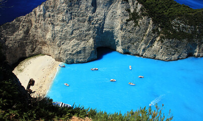 Famous european beach Navagio in Zakynthos island