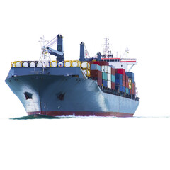 ship with container import export goods to customer. forward mast