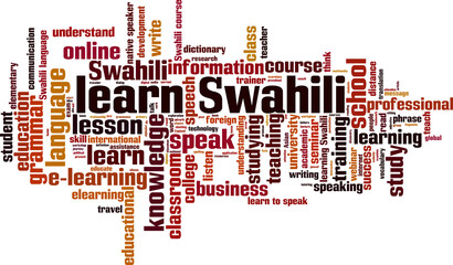 Learn Swahili word cloud