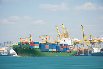 ship with container import export goods to customer.