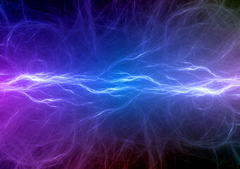 Fototapeta na wymiar Blue plasma, abstract electric lightning