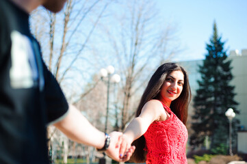 young couple in love in a park