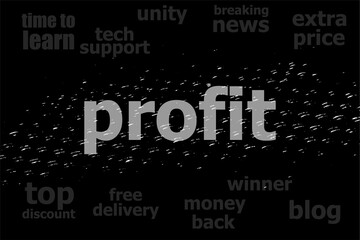 Obraz premium Text Profit. Business concept . Black and white abstract background
