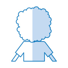 back Curly haired boy character vector illustration design