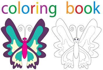 book coloring butterfly colorful, isolated
