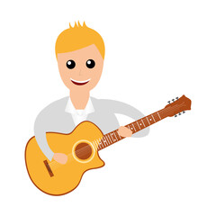 musician playing guitar avatar vector illustration design