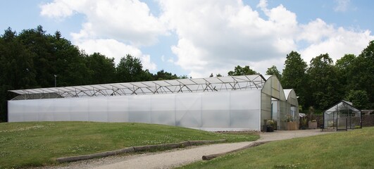Fototapeta na wymiar Greenhouses in a botanical garden
