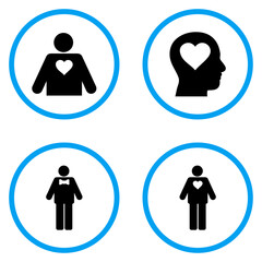 Male Lover rounded icons. Vector illustration style is a flat iconic symbols inside blue circles. Designed for web and software interfaces.