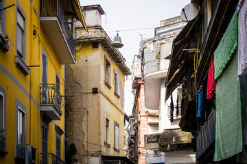 Fototapeta premium Street view of old town in Naples city, italy Europe