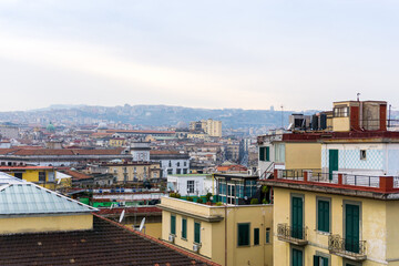 Fototapeta premium Street view of old town in Naples city, italy Europe