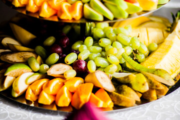 Delicious variety of fruit on the holiday table