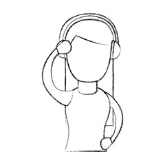 cute woman with earphone vector illustration design