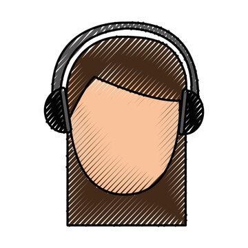 cute woman with earphone vector illustration design