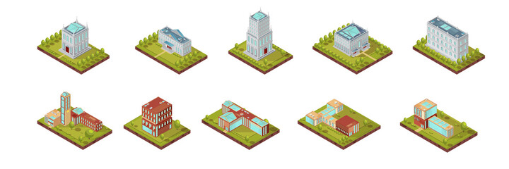 University Building Isometric Set