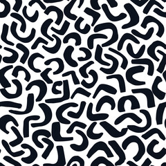 Memphis style hand drawn textured seamless pattern