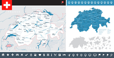 Switzerland - map and flag – infographic illustration