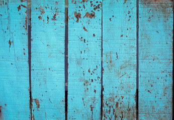 Blue Barn Wooden Wall Planking Vertical Texture. Old Retro Wood Slats Rustic Shabby Background. Paint Peeled Azure Weathered Isolated Surface.Abstract,dirty