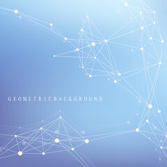 Geometric graphic background molecule and communication. Big data complex with compounds. Perspective backdrop. Minimal array. Digital data visualization. Scientific cybernetic vector illustration.