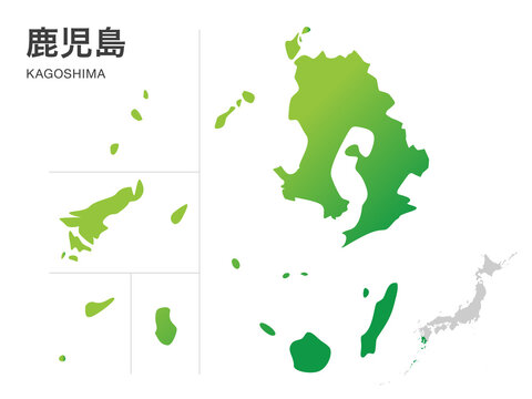 鹿児島県の地図2：イラスト素材
