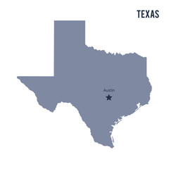 Vector map State of Texas isolated on white background.