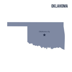 Vector map State of Oklahoma isolated on white background.