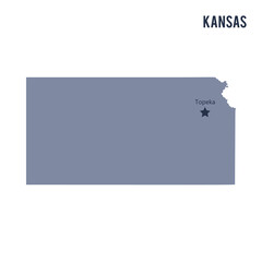 Vector map State of Kansas isolated on white background.