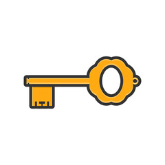 old key icon, line art