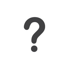 Question mark icon in black on a white background. Vector illustration