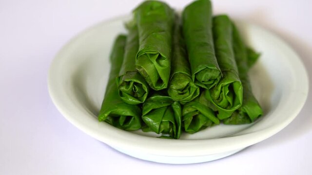 Turkish hand made traditional stuffed grape leaves.