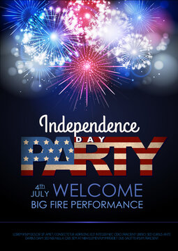 Independence day party poster with holiday firework