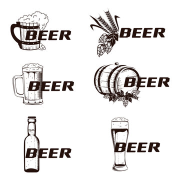 Vintage elements of the beer menu set