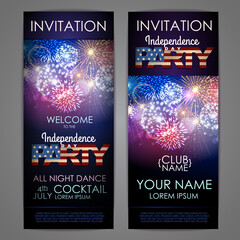 Independence day party poster with holiday firework