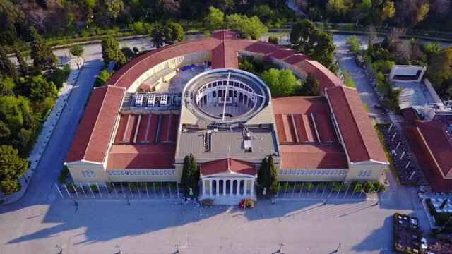 Aerial drone video of Zappeion in Athens historic center, Attica, Greece
