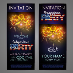 Fototapeta na wymiar Independence day party poster with holiday firework