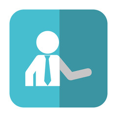 businessman icon over blue square and white background. vector illustration