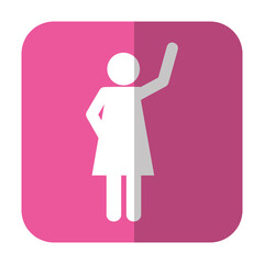 pictogram woman icon over pink square and white background. vector illustration