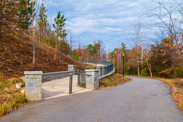 The Piedmont Park Trail and footpath to Grand Arbor in autumn day, Atlanta, USA.