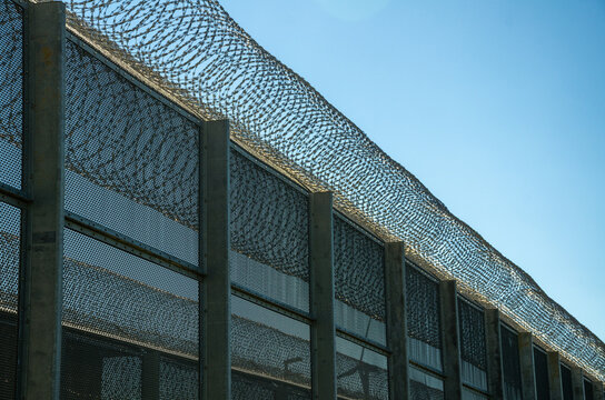 Fence with barbed wire