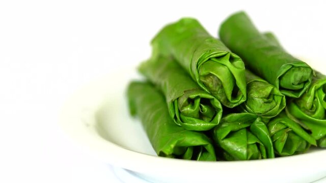 Turkish hand made traditional stuffed grape leaves.