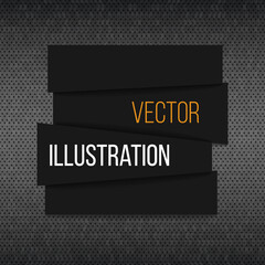 Banner of flat realistic stripes with shadows. Black square with text. Place for your projects. Web Vector
