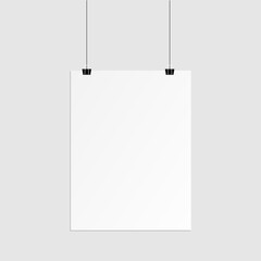 Hanging paper poster on wall poster. Vector illustration