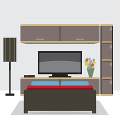 Living Room Decorated Vector Illustration