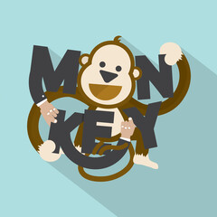 Monkey Typography Design Vector Illustration